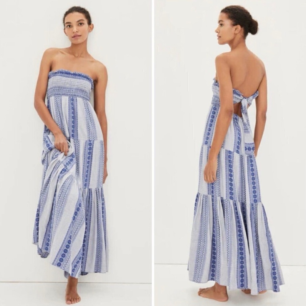 Veronica Beard Blue and White Patterned Maxi Dress